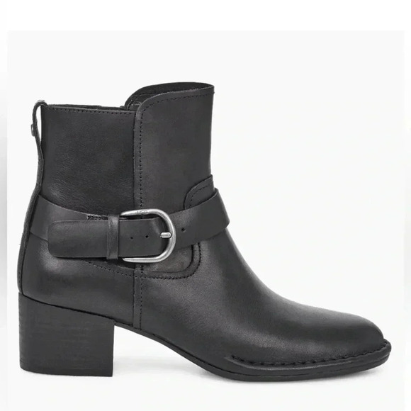 UGG Biker Moto Ankle Boots Black Leather Bikercore Combat Festival - Picture 3 of 17